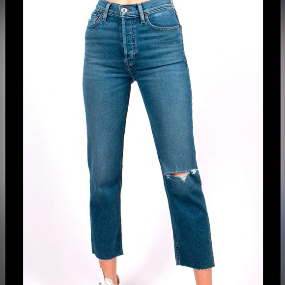 Levi's Denim - Levi’s ribcage straight ankle jeans with raw hem size 32 inseam 26